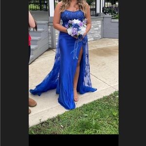Blue Strapless Prom Dress
